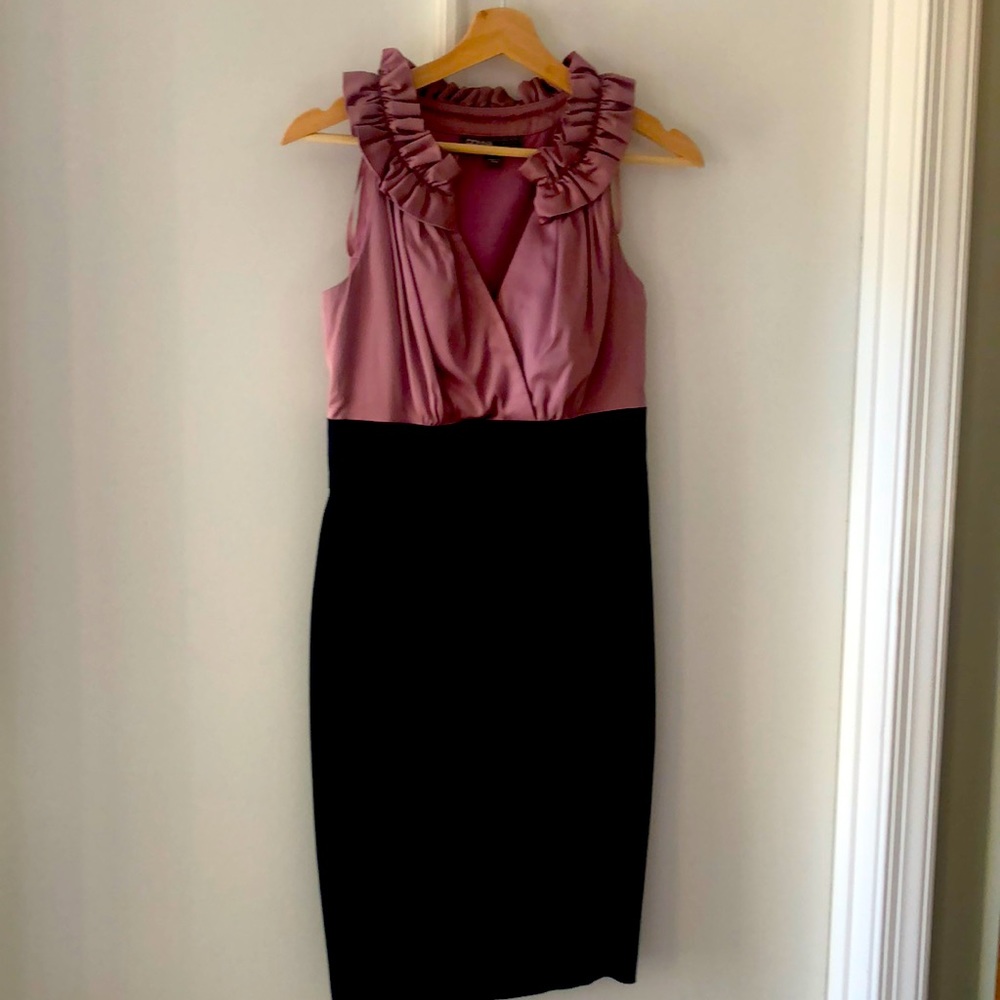 Purple and black satin cocktail dress